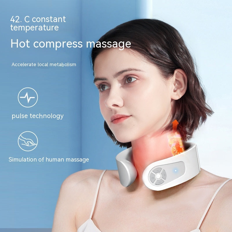 Masajeador Cervical Inteligente EMS con Calor- Alivio Inmediato del Dolor y Relajación Total