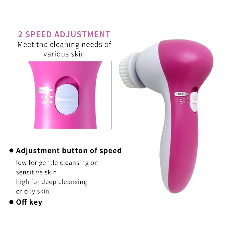 Cepillo eléctrico Facial 5 en 1 - Limpieza profunda y Spa en casa